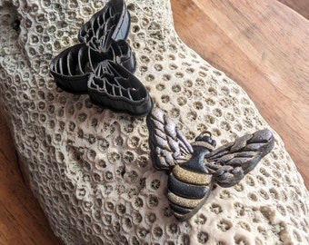 Striped Bee with Spread Wings Earring Clay Cutter