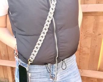 Universele ketting doorzichtige smartphone Luxe kettingkoord, iPhone 12Pro Chain crossbody-telefoonhoesje, sleutelkoord voor iphone, Samsung-crossbodyhoes
