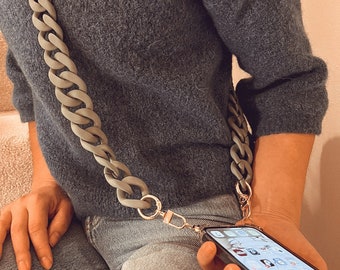 Universal chunky green/ grey Crossbody phone Case, Phone Lanyard Phone Necklace, Hands Free Phone, Phone neck strap Samsung crossbody case