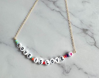 Pride Rainbow ketting, liefde is liefde kleurrijke ketting, kralen ketting, Pride ketting, Rainbow ketting, lesbische ketting, LGBT ketting
