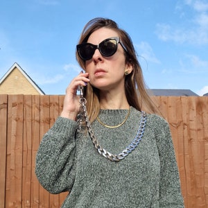 Cordon téléphonique universel argenté pour smartphone, bandoulière chaîne pour iPhone, lanière pour iPhone, étui pour iPhone avec dragonne, bandoulière pour téléphone