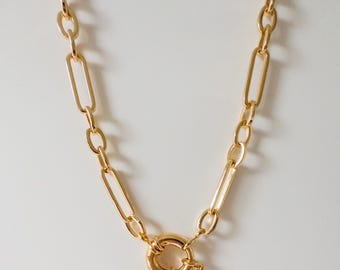 Dikke ketting ketting - gouden dikke ketting ketting - dikke schakelketting - 18k gouden ketting - dikke gouden ketting - ketting met gelaagdheid