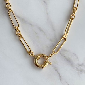 Chunky Chain Necklace - Gold Chunky Chain Necklace - Thick Link Chain Necklace - Gold 18k Necklace-Chunky gold necklace - Layering necklace
