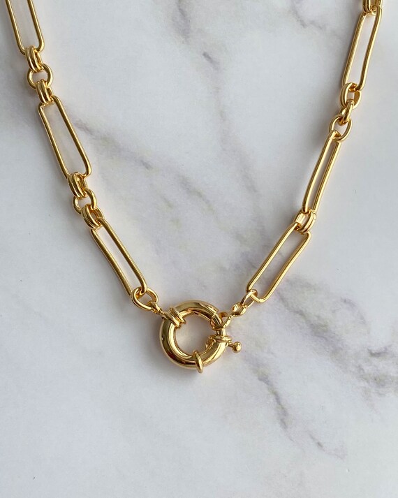 Long chunky cheap gold necklace
