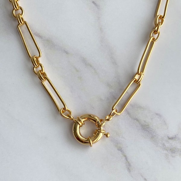 Chunky Chain Necklace - Gold Chunky Chain Necklace - Thick Link Chain Necklace - Gold 18k Necklace-Chunky gold necklace - Layering necklace