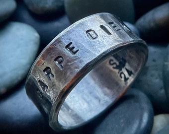 Carpe Diem— hand forged silver ring
