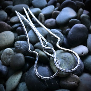 Fancy Pants sterling silver hair pin— hand forged