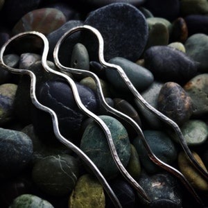 Sassypants sterling silver hair pin— hand forged