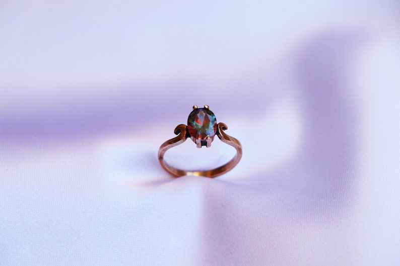 Unique Vintage Shiny Bronze Art Deco Harlequin Zircon Ring Women Rings