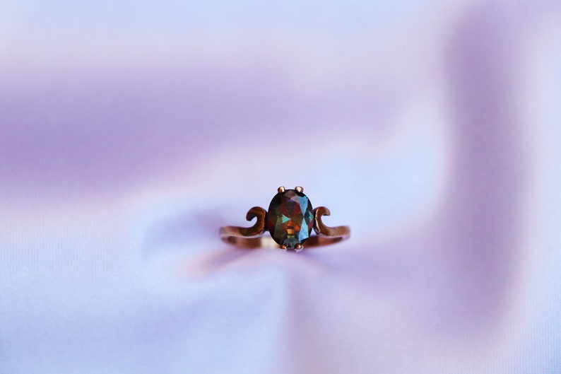 Unique Vintage Shiny Bronze Art Deco Harlequin Zircon Ring Women Rings