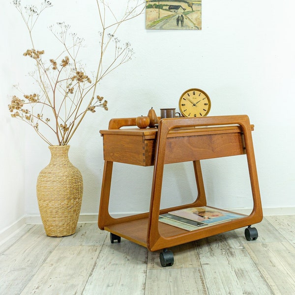 1960s DANISH design by Sika Møbler TEAK TROLLEY, midcentury modern sewing table cart