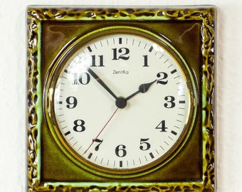 Moody Moss Green 70s Ceramic Wall Clock – MCM Statement Home Decor