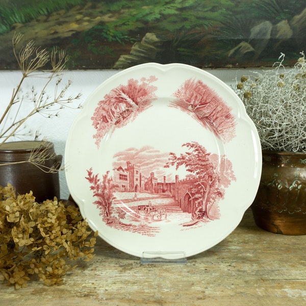 Vintage and rare ENGLISH "HADDON HALL" rose pink Tableware by Johnson Brothers, Dinner Plate