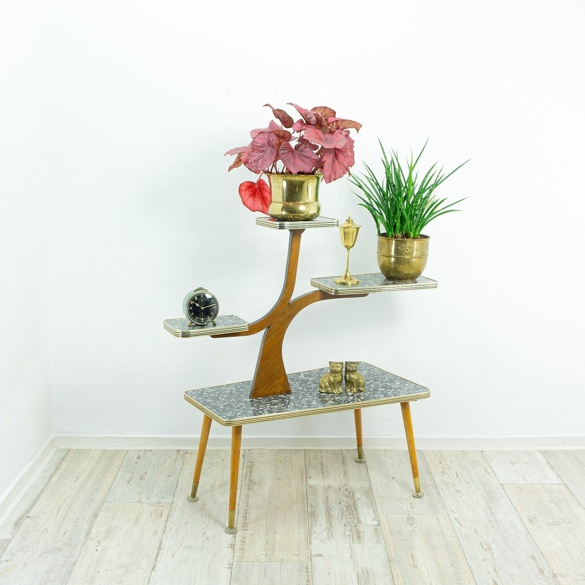 Original 1950s West German MIDCENTURY PLANT STAND, 4 Black