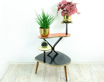 Colorful 1960s West German MIDCENTURY PLANT STAND 4 tiers black red yellow