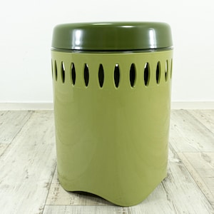 Originale bicolore verde anni '70 Midcentury BATHROOM LAUNDRY BOX Sgabello di Emsa Westgermania, mobili da bagno vintage in plastica, interni verdi