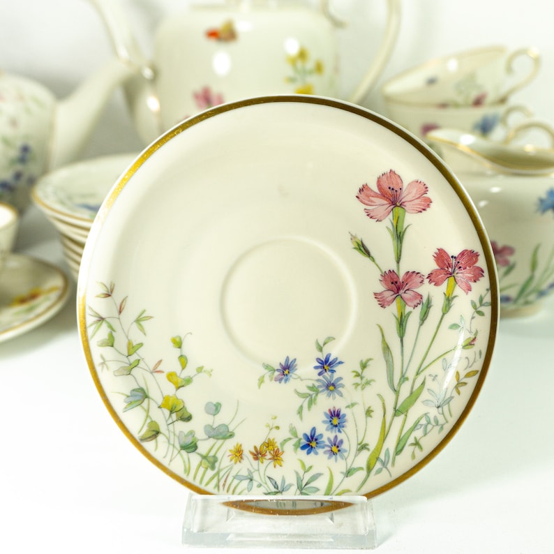 1950s Krautheim Berolina Wiesengrund und Bergeshöh'n Tableware, Saucer Ragged Robin (pink)