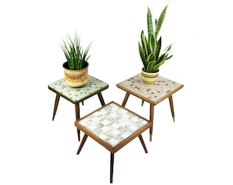 1 of 3 original 1950s Ceramic MOSAIC PLANT STOOL