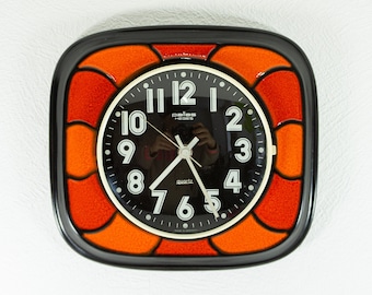 Orange red 1970s Ceramic WALL CLOCK by Pallas Westgermany