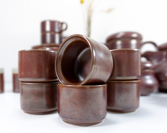 1970s THOMAS Germany MIDCENTURY TABLEWARE 'Kiruna brown', eggcup, reddish brown glaze stoneware dishes