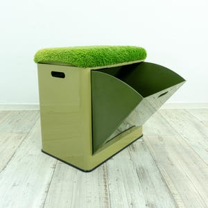 Bicolor Green 70s Vintage BATHROOM LAUNDRY BOX Stool By Emsa Westgermany Midcentury Modern Design