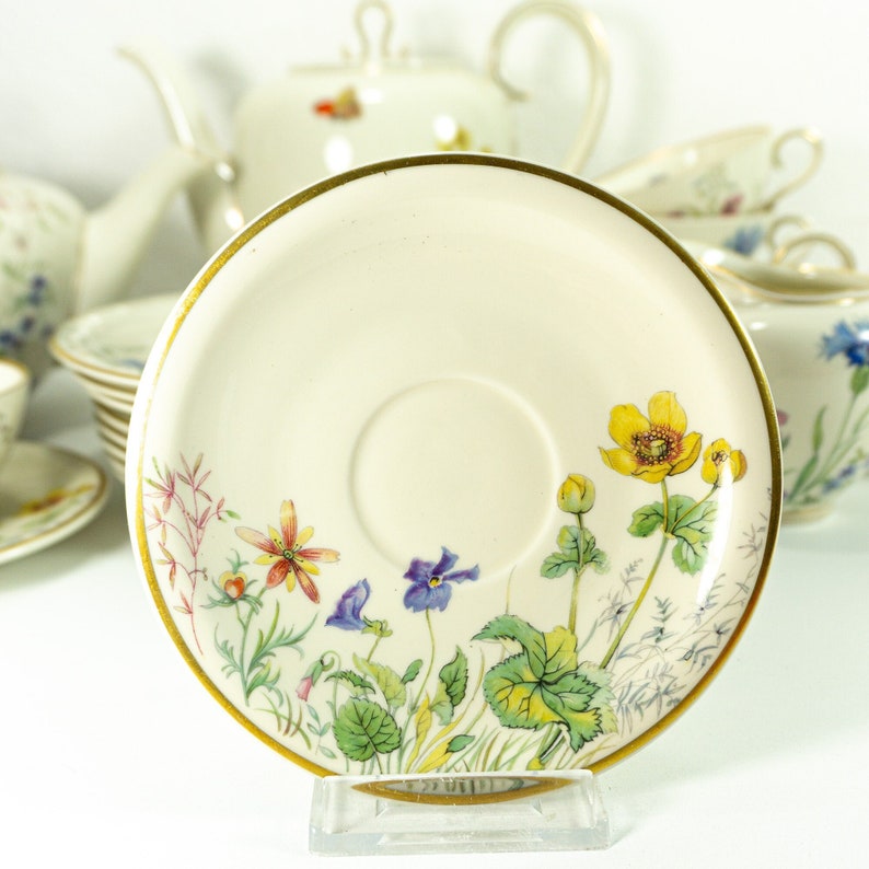 1950s Krautheim Berolina Wiesengrund und Bergeshöh'n Tableware, Saucer Cowslip (yellow)