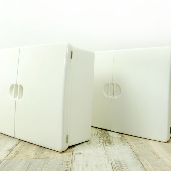 Two 1960s White Italian Design Midcentury Bathroom MEDICINE CABINETS Spluga by CM Torino