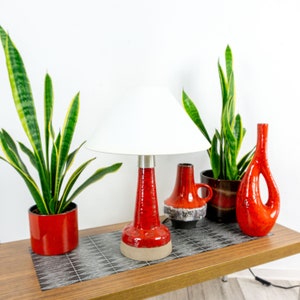 1970s Red glazed DANISH POTTERY Table LAMP