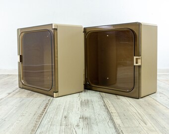 1970s square BATHROOM MEDICINE CABINET cappuchino brown smoked acrylic 1 of 6, perspex