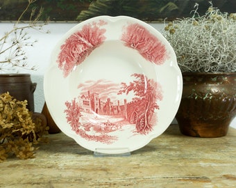 Vintage and rare ENGLISH "HADDON HALL" rose pink Tableware by Johnson Brothers, Soup Plate