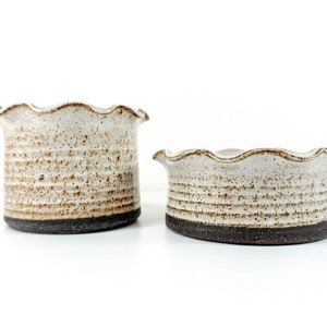 SET of TWO Rare 1970s Danish Midcentury Ceramic Planter Pots by Kaj Henning Jensen for KH Keramik