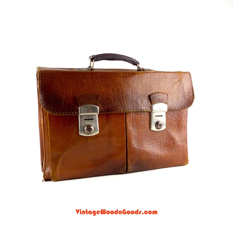 Original 1960s VINTAGE LEATHER BRIEFCASE Etsy