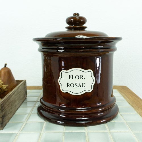 Midcentury LIDDED CERAMIC CAN Floer Rosae outlet by Schramberg 5964 1