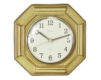 Kienzle Wall Clock 70s Ceramic Sand Brown – Mid Century Vintage Germany