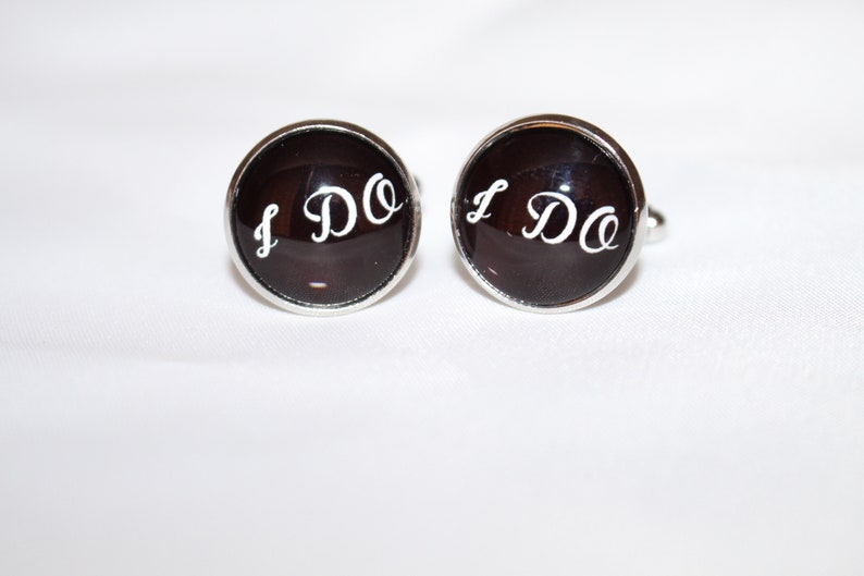 Black /& Glass Men/'s Wedding Cufflinks in various messages