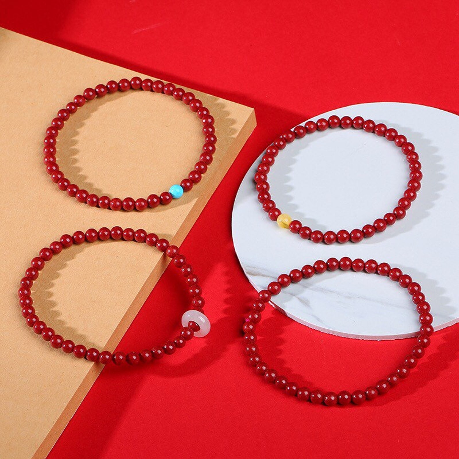 Handmade Cinnabar Bracelet 4mm Cinnabar Bead bracelet Etsy