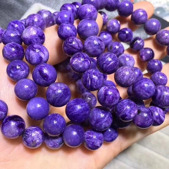 Anillos De Cuentas De Charoite Redondos De 8 Mm En Forma De Anillos De Cuentas De Charoite Redondos De 8 Mm En Forma De