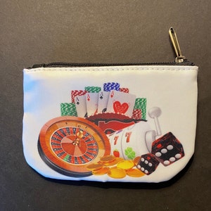 Coin Pouch Casino Money Cash credit card Photo Pouch Coin Purse Wallet Coin Pouch Pocket size debit card 2 sided black inside