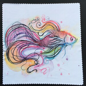 Microfiber cloth, glasses, phone screen, Koi Fish, cleaning cloth, micro fiber wipe, Artistic watercolor,  birthday gift, valentine gift,