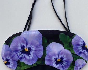 Pansy Flower Sleep Mask: Lightly Padded Travel Eye Mask