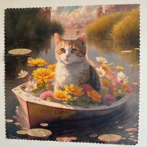 Microfiber cloth Cat boat glass cleaner Kitty Cat cleaning cloth Phone cleaner tablet cleaner microfiber Birthday gift free ship Mothers Day