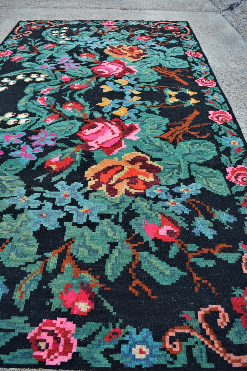 Antique Traditional Romanian Bessarabian Wool Kilim Rug Handwoven in ...