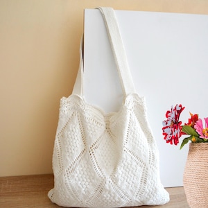 Gehäkelte Tragetasche, Crossbody Tasche, Handgemachte Schultertasche, Strandtasche, DamenTasche, Supermarkttasche, Geschenk für Sie