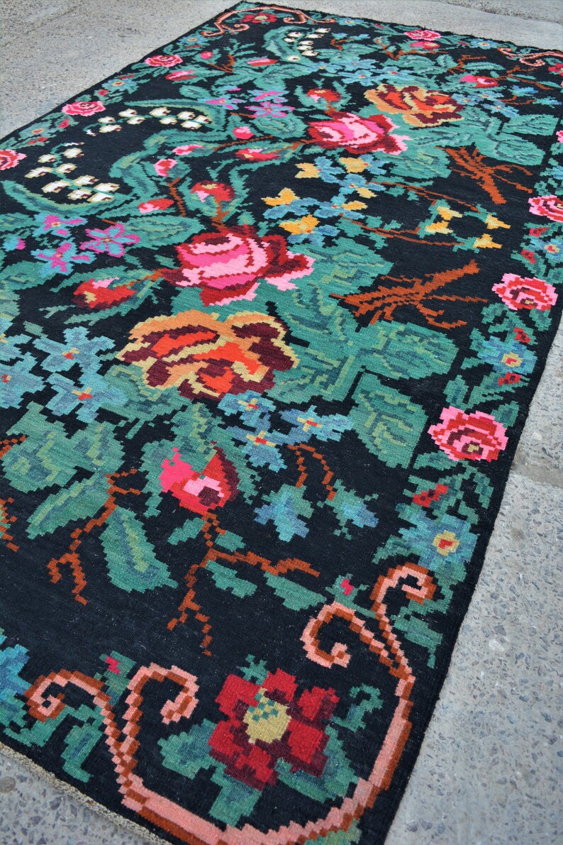 Antique Traditional Romanian Bessarabian Wool Kilim Rug Handwoven in ...