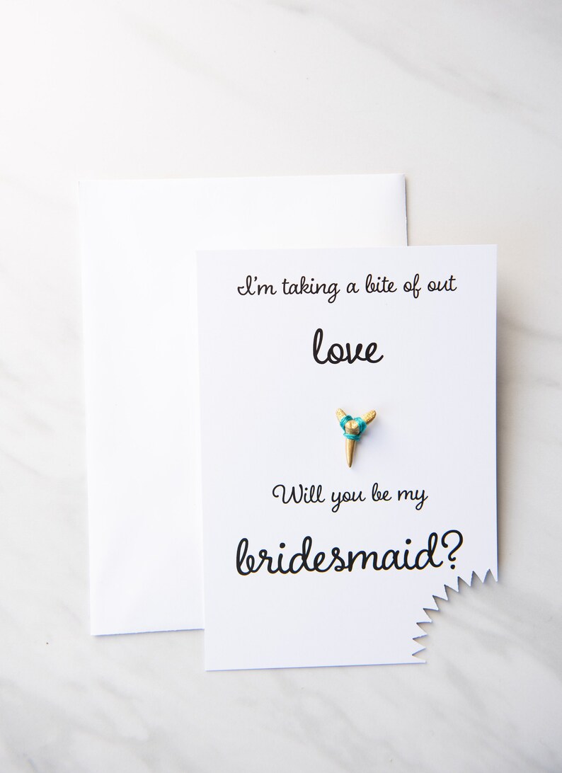 Eco-friendy Will You Be My Bridesmaid Card Beach Wedding Sharks Tooth Bridesmaid Ask Gold Sharks Tooth Boho Coastal Chic Wedding Elopement