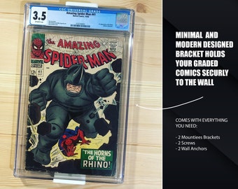 Mountiees - Graded Comic Book & Trading Cards Wall Mount Display Brackets CGC, CBCS, PSA