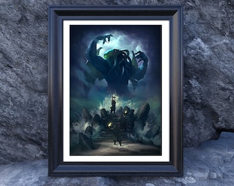 Lovecraft - Cthulhu Poster - Cthulhu Art Print - Lovecraft art - Horror Poster - Tentacles