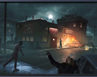 Simpsons Poster - Simpsons Print - Simpsons Horror - Zombie Poster - Simpsons wall art - Gift for him - Gift for her - Moe's Tavern