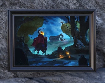 Halloween vintage Disney Sleep Hollow Poster - Sleepy Hollow - Imprimé Disney vintage - Headless Horseman