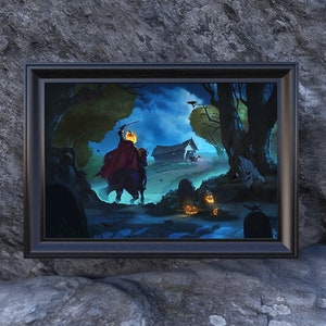 Disney Halloween Poster Sleepy Hohl - Herbst Dekor - Halloween Geschenk - Headless Horseman - Halloween Poster - Disney Geschenke - Kürbis Art